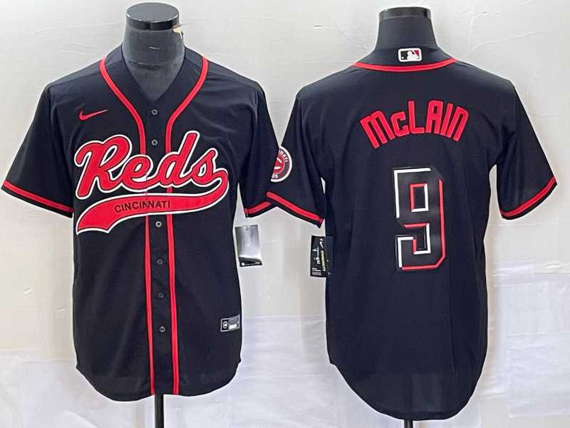 Mens Cincinnati Reds #9 Matt McLain Black 2023 City Connect Cool Base Stitched Jersey->cincinnati reds->MLB Jersey